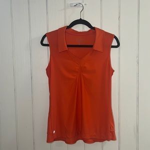 Athleta Women's Collared Sleeveless Orange Polo Tank Size M